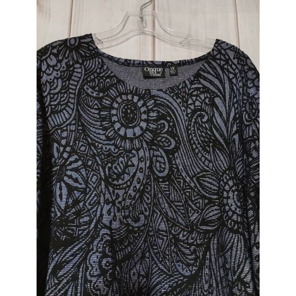 Onque Shirt Ladies 1x Long Sleeve Blue‎ Black Stretch - Picture 3 of 7